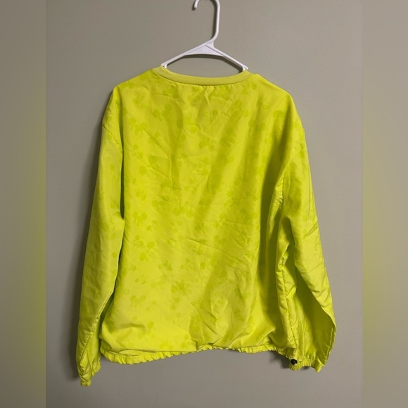 Disney Park Mickey Mouse Pullover Shirt Size XL Neon Yellow Windbreaker Cinch - Picture 2 of 6